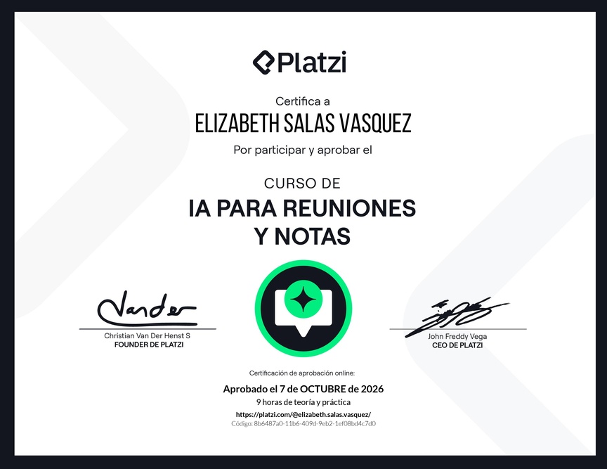 Diploma del Curso de AI para Reuniones y Notas