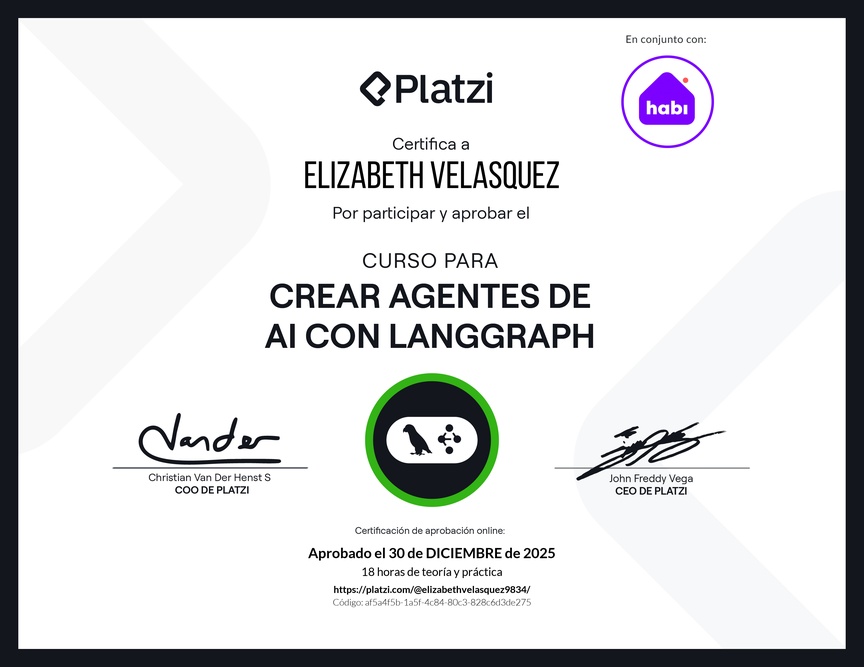 Diploma del Curso para Crear Agentes de AI con LangGraph