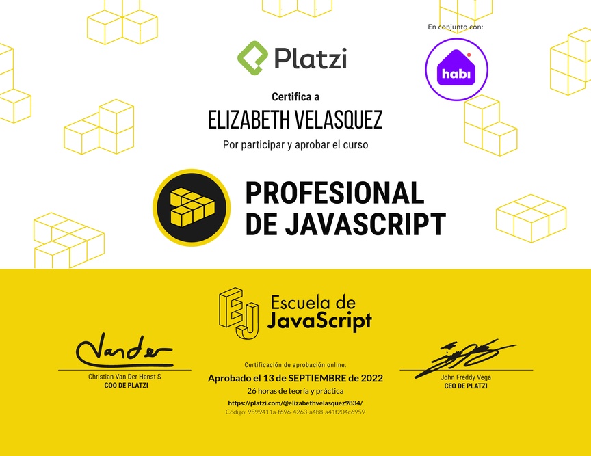 Diploma del Curso Profesional de JavaScript