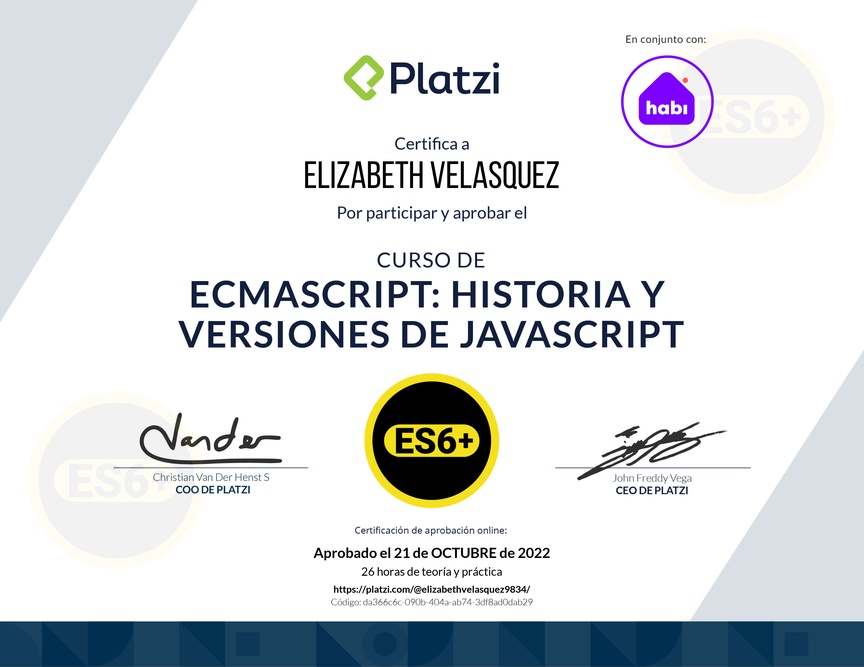 Diploma del Curso de ECMAScript: Historia y Versiones de JavaScript