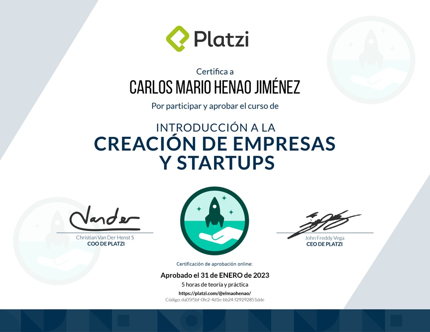 Diploma de Introducción a la Creación de Empresas y Startups