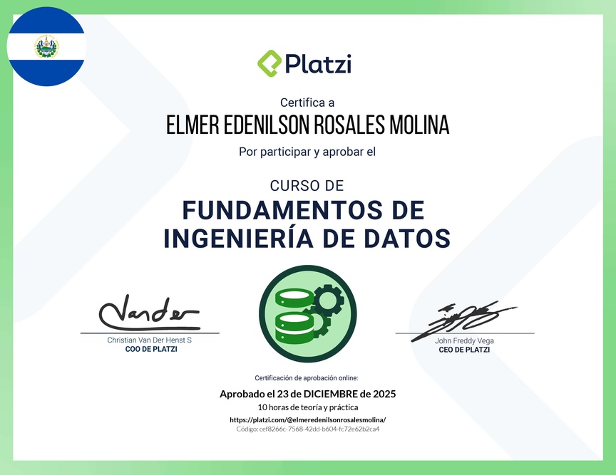 Diploma del Curso de Fundamentos de Ingeniería de Datos
