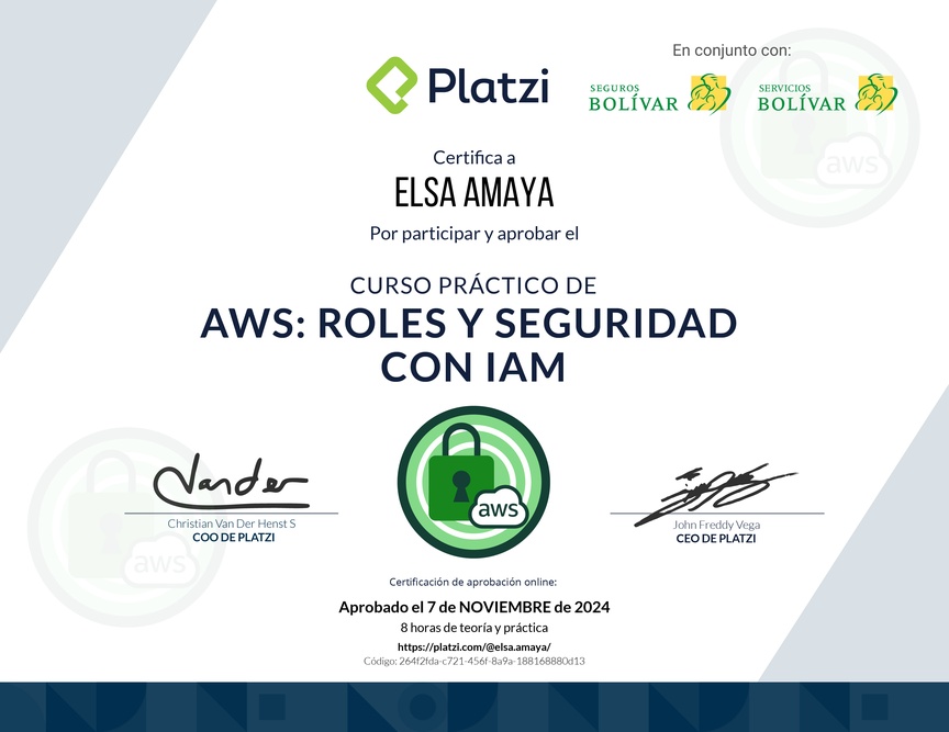 Diploma del Curso Práctico de AWS: Roles y Seguridad con IAM