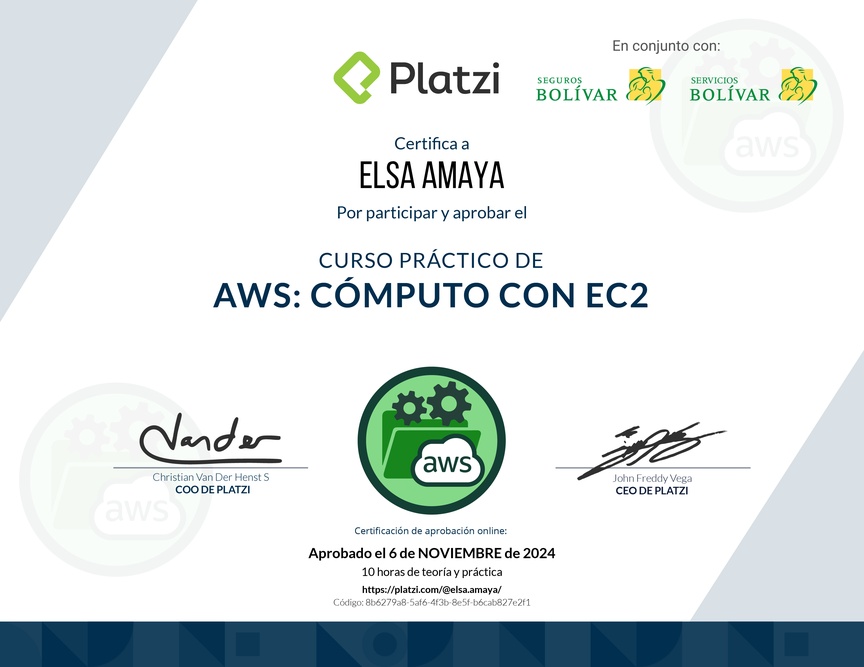 Diploma del Curso Práctico de AWS: Cómputo con EC2