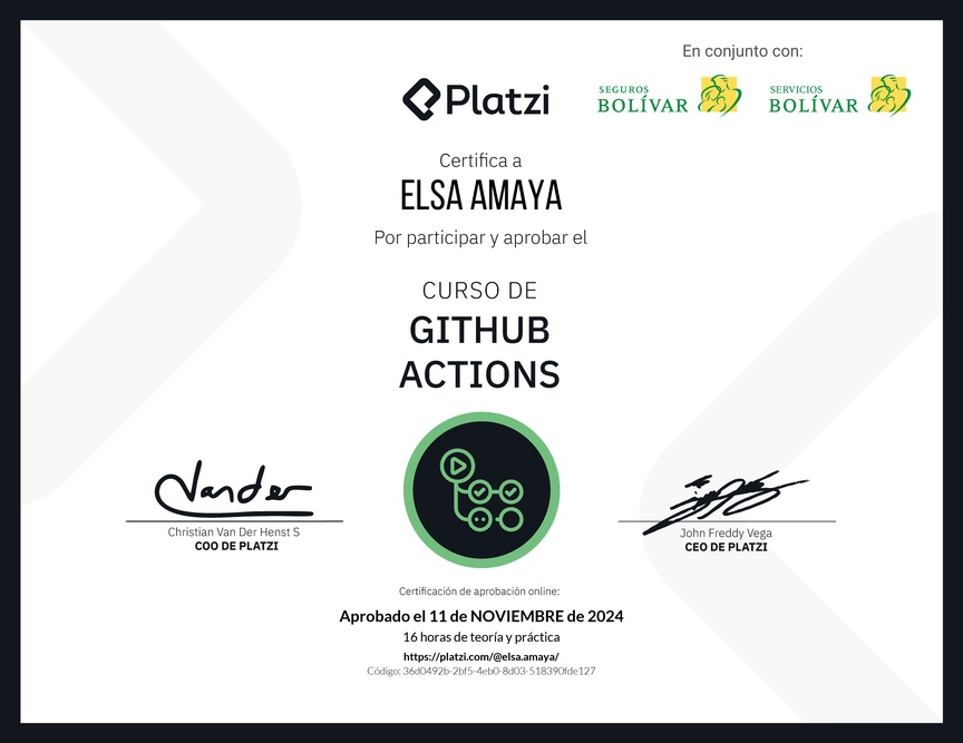 Diploma del Curso de GitHub Actions