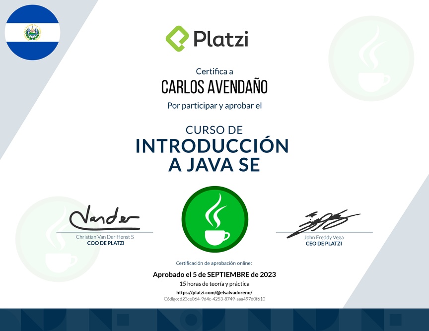 Diploma del Curso de Introducción a Java