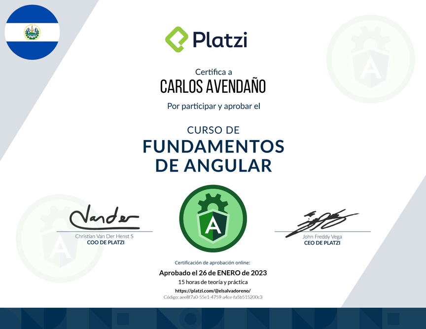 Diploma del Curso de Fundamentos de Angular