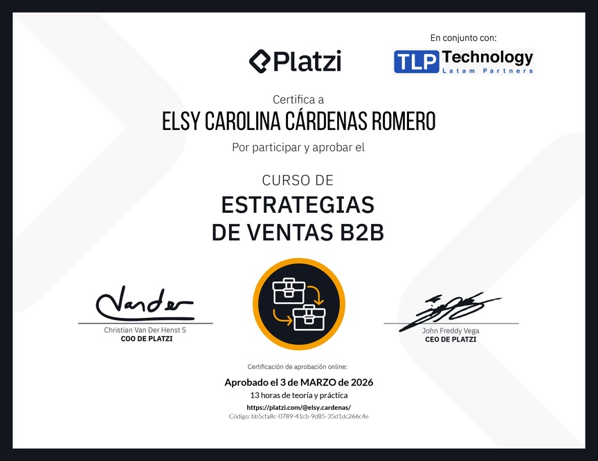 Diploma del Curso de Estrategias de Ventas B2B