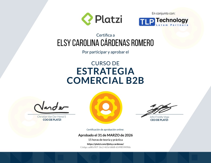 Diploma del Curso de Estrategia Comercial B2B