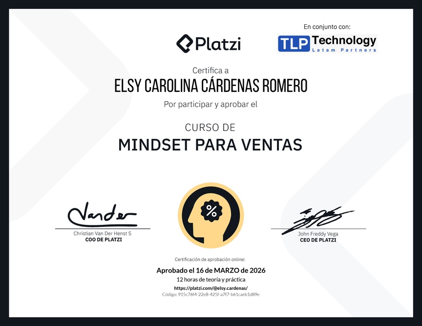 Diploma de Mindset para Ventas