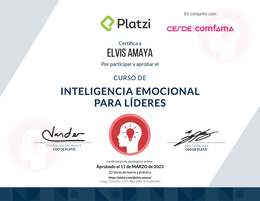 Diploma del Curso de Inteligencia Emocional para Líderes