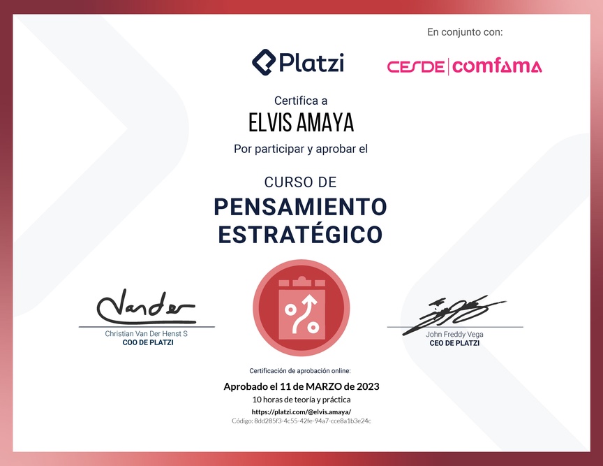 Diploma del Curso de Pensamiento Estratégico