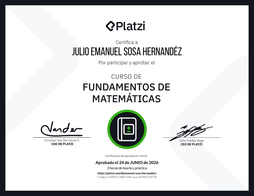 Diploma del Curso de Fundamentos de Matemáticas