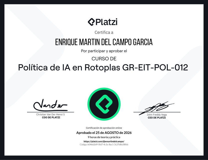 Diploma de Política de IA en Rotoplas GR-EIT-POL-012