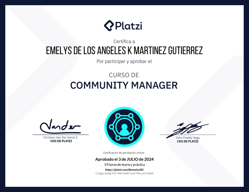 Diploma del Curso de Community Manager (2023)