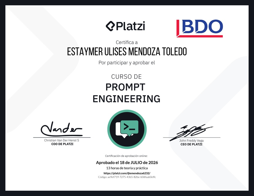 Diploma del Curso de Prompt Engineering