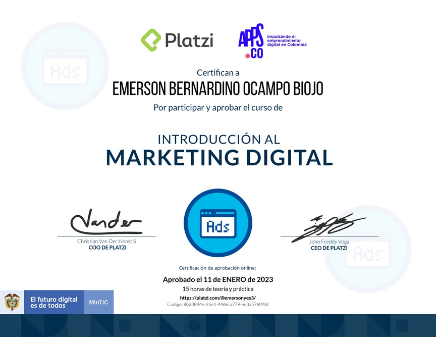 Diploma de Introducción al Marketing Digital
