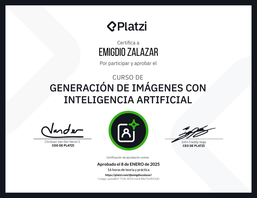 Diploma del Curso de Generación de Imágenes con Inteligencia Artificial