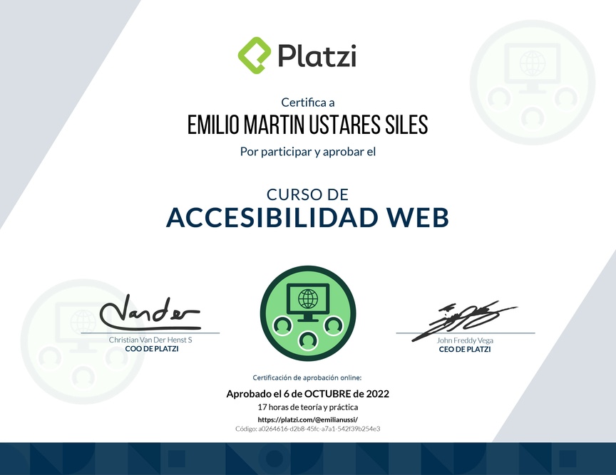Diploma del Curso de Accesibilidad Web