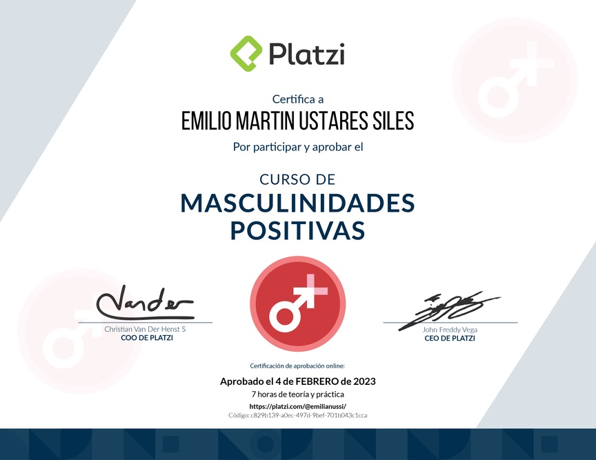 Diploma del Curso de Masculinidades Positivas