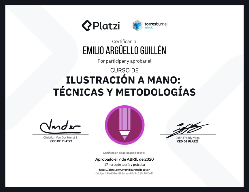 Diploma del Curso de Ilustración a Mano: Técnicas y Metodologías