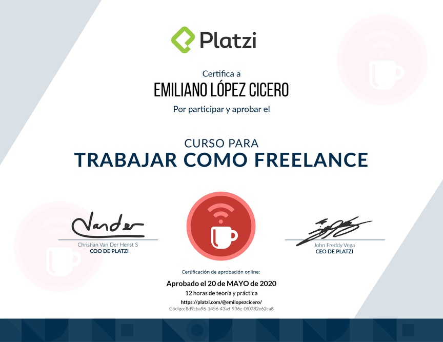 Diploma del Curso para Trabajar como Freelance