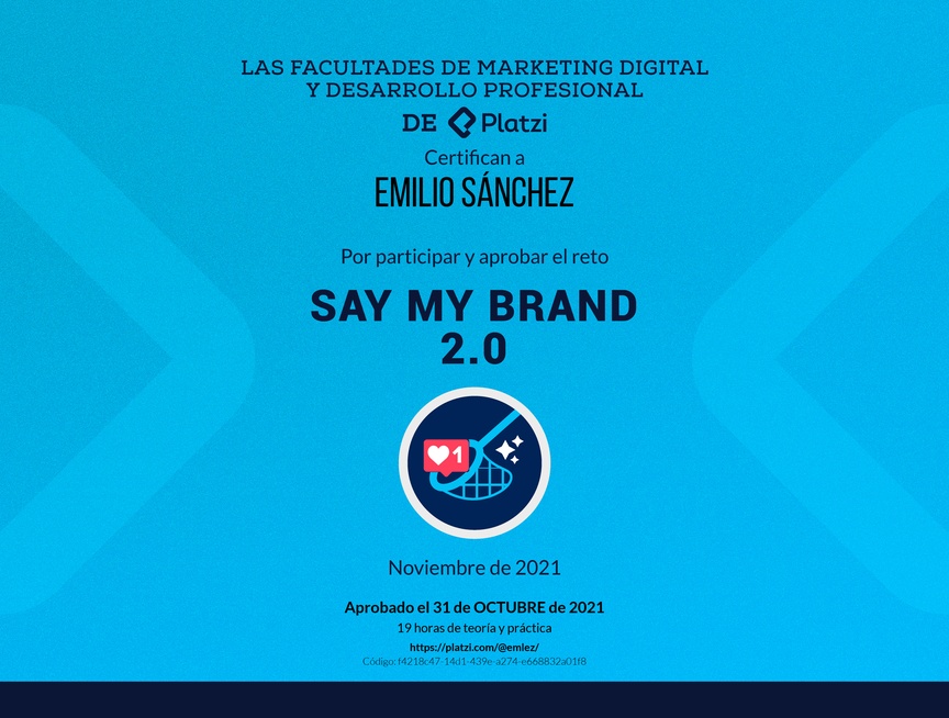 Diploma de SayMyBrand: Reto de Marca Personal