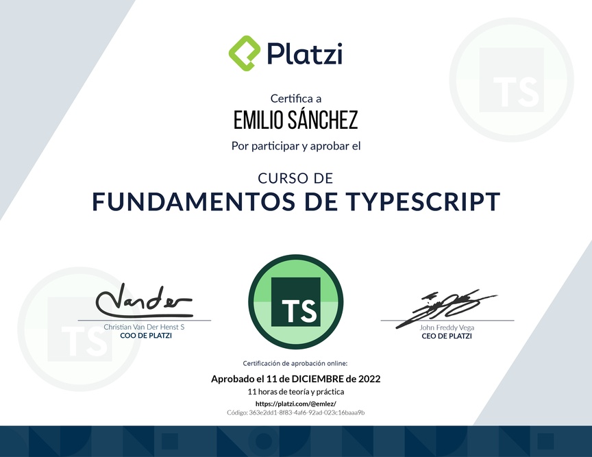 Diploma del Curso de TypeScript