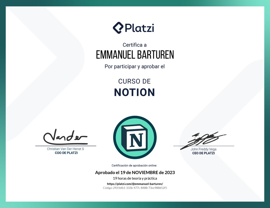Diploma del Curso de Notion