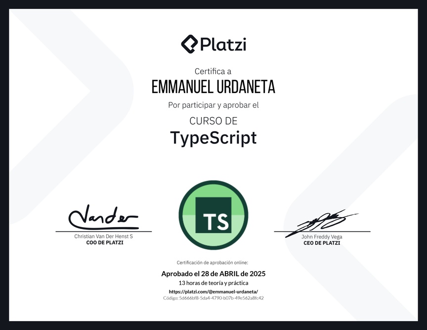 Diploma del Curso de TypeScript