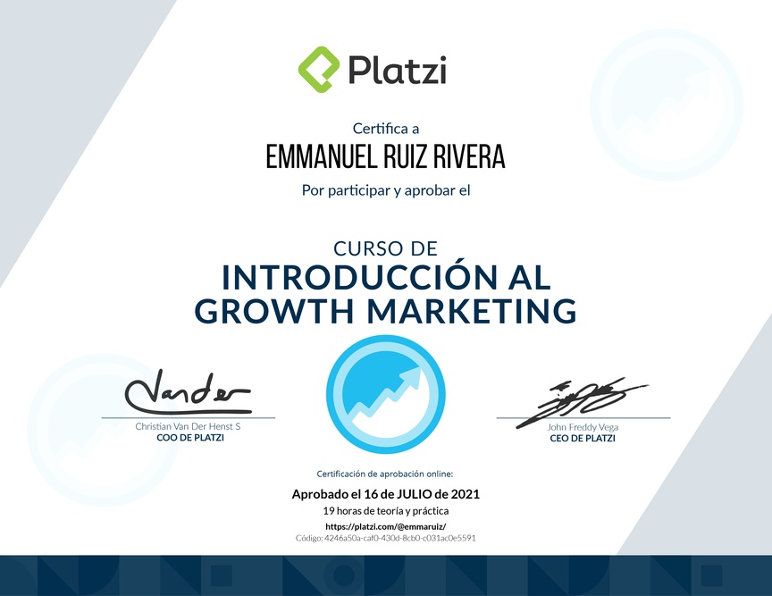 Diploma del Curso de Introducción al Growth Marketing