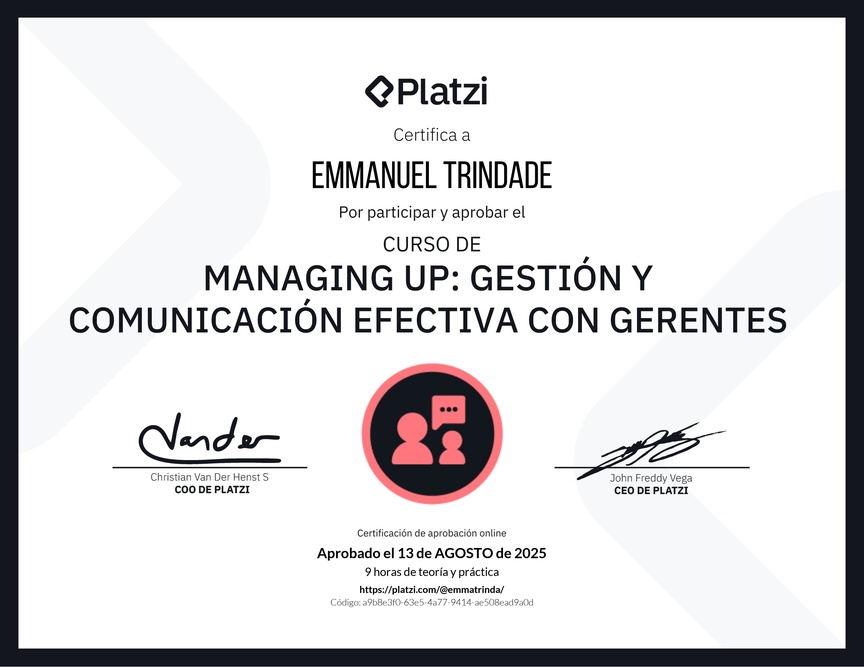 Diploma de Audiocurso de Managing Up: Gestión y Comunicación Efectiva con Gerentes