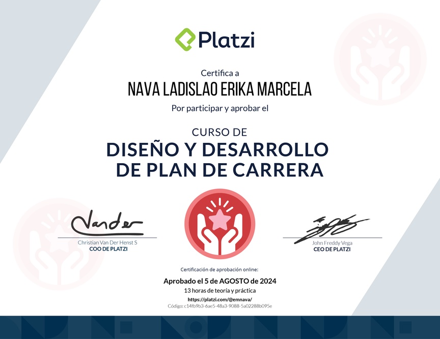 Diploma del Curso de Diseño y Desarrollo de Plan de Carrera