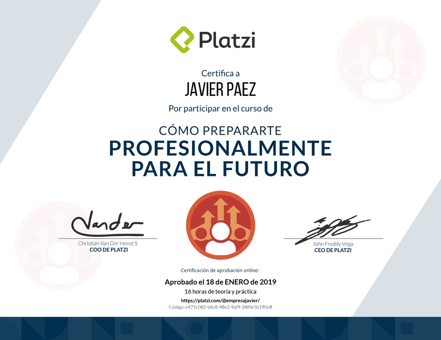 Diploma de Cómo Prepararte Profesionalmente para el Futuro