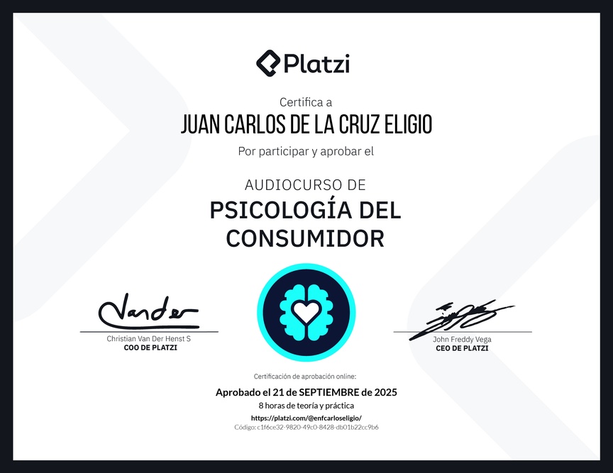 Diploma de Audiocurso de Psicología del Consumidor