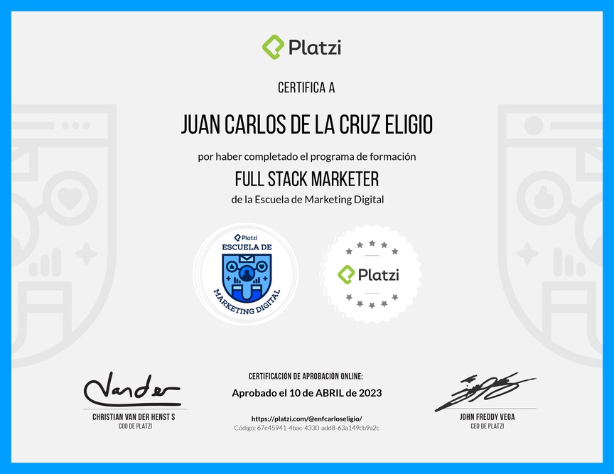 Diploma de la Ruta de Aprendizaje de Full Stack Marketer