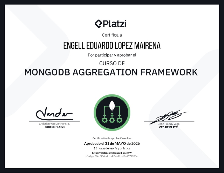 Diploma del Curso de MongoDB: Aggregation Framework