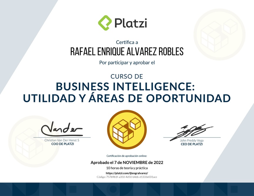 Diploma del Curso de Business Intelligence: Utilidad y Áreas de Oportunidad