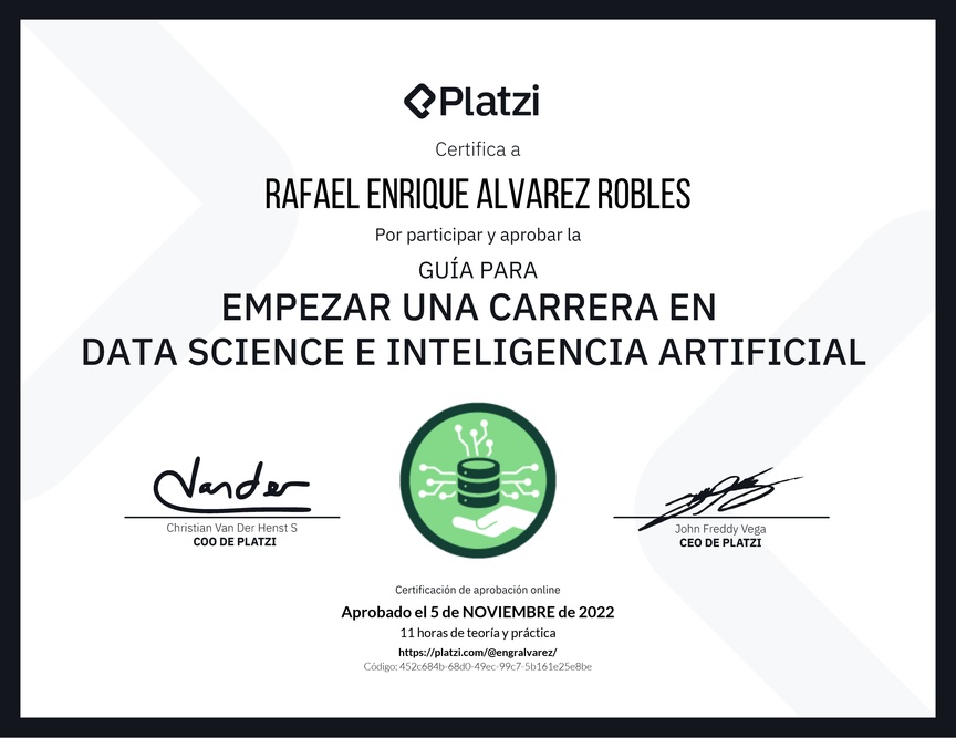 Diploma de Guía para Empezar una Carrera en Data Science e Inteligencia Artificial