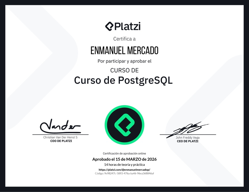 Diploma del Curso de PostgreSQL