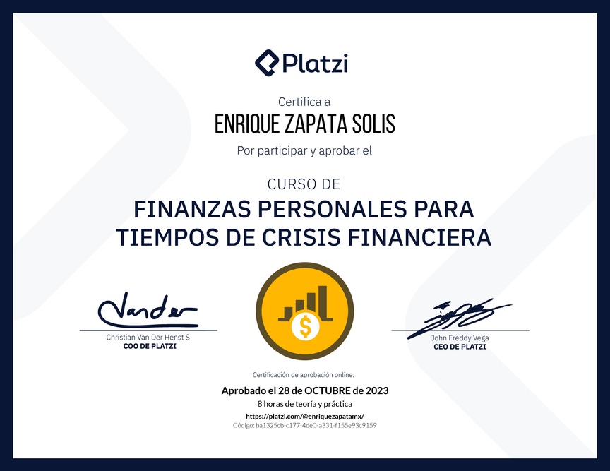 Diploma del Curso de Inteligencia Financiera