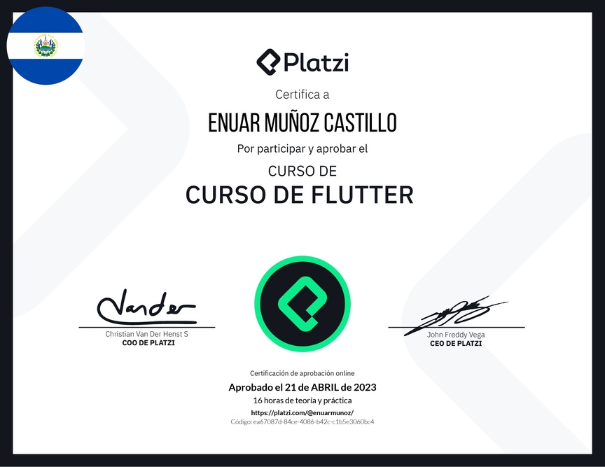 Diploma del Curso de Flutter