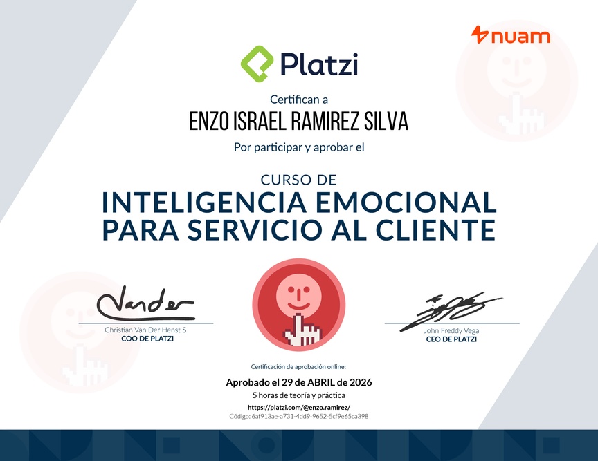 Diploma del Curso de Inteligencia Emocional para Servicio al Cliente