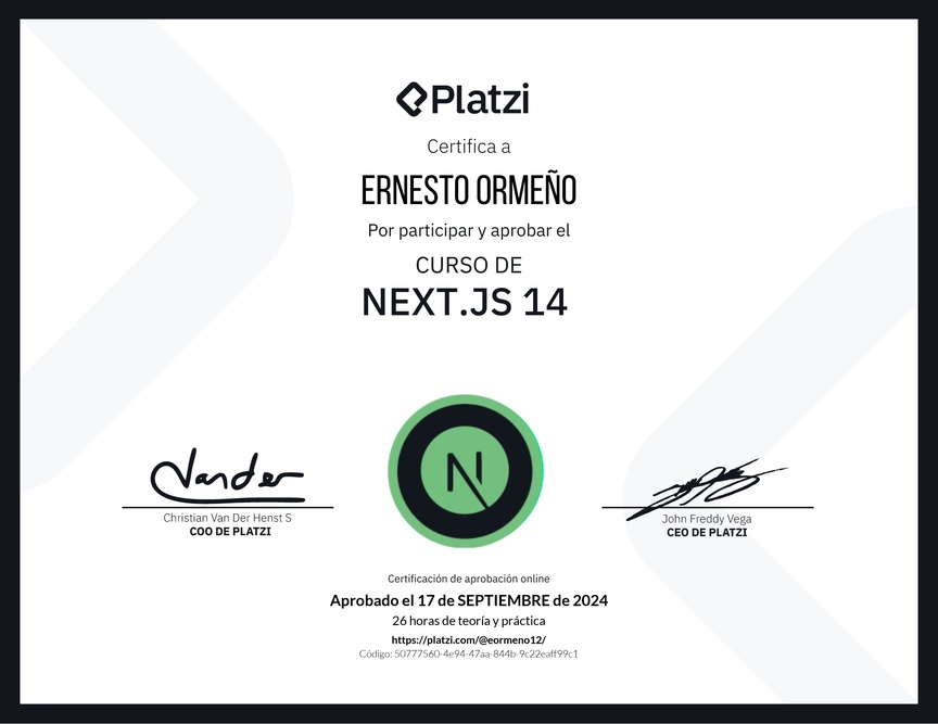 Diploma del Curso de Next.js 14