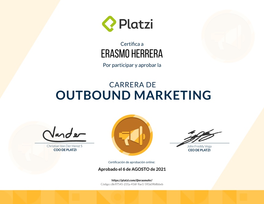 Diploma de la Ruta de Aprendizaje de Outbound Marketing