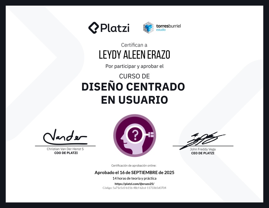 Diploma del Curso de Diseño Centrado en Usuario