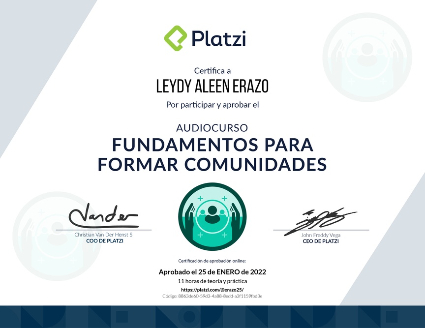 Diploma de Audiocurso Fundamentos para Formar Comunidades