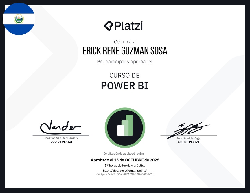 Diploma del Curso de Power BI