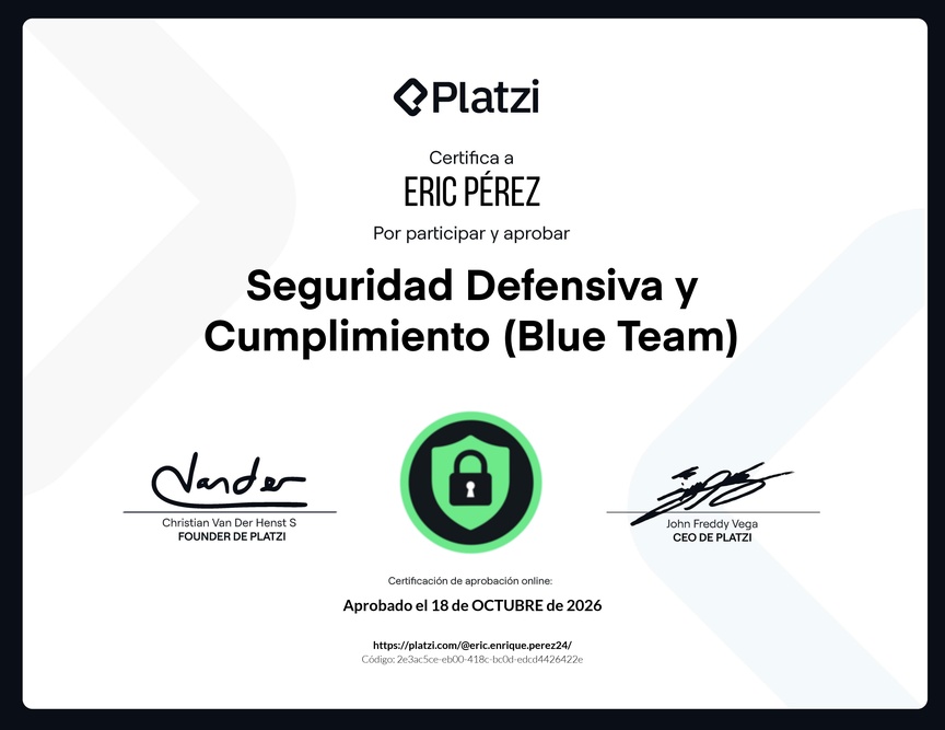 Diploma de la Ruta de Aprendizaje de Seguridad Defensiva y Cumplimiento (Blue Team)