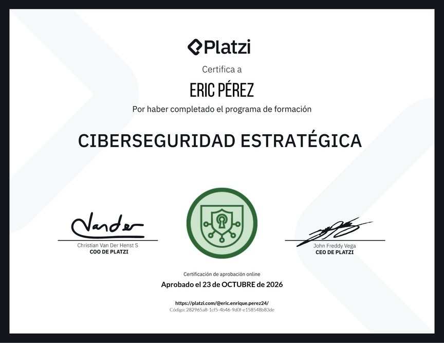 Diploma de la Ruta de Aprendizaje de Ciberseguridad Estratégica